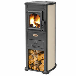 Krbová kamna Blist Ekonomik Lux krémová, 6,6 kW, 120 mm, ocelová