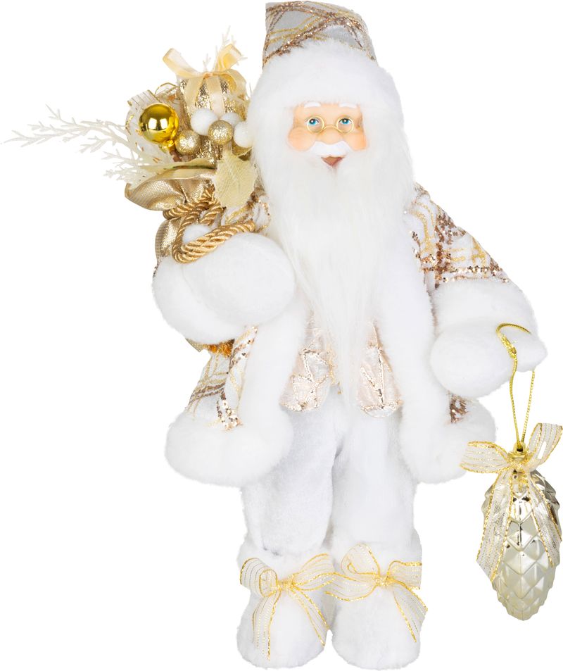 Dekorace MagicHome Vánoce, Santa, textilní, zlatá, 8090987 