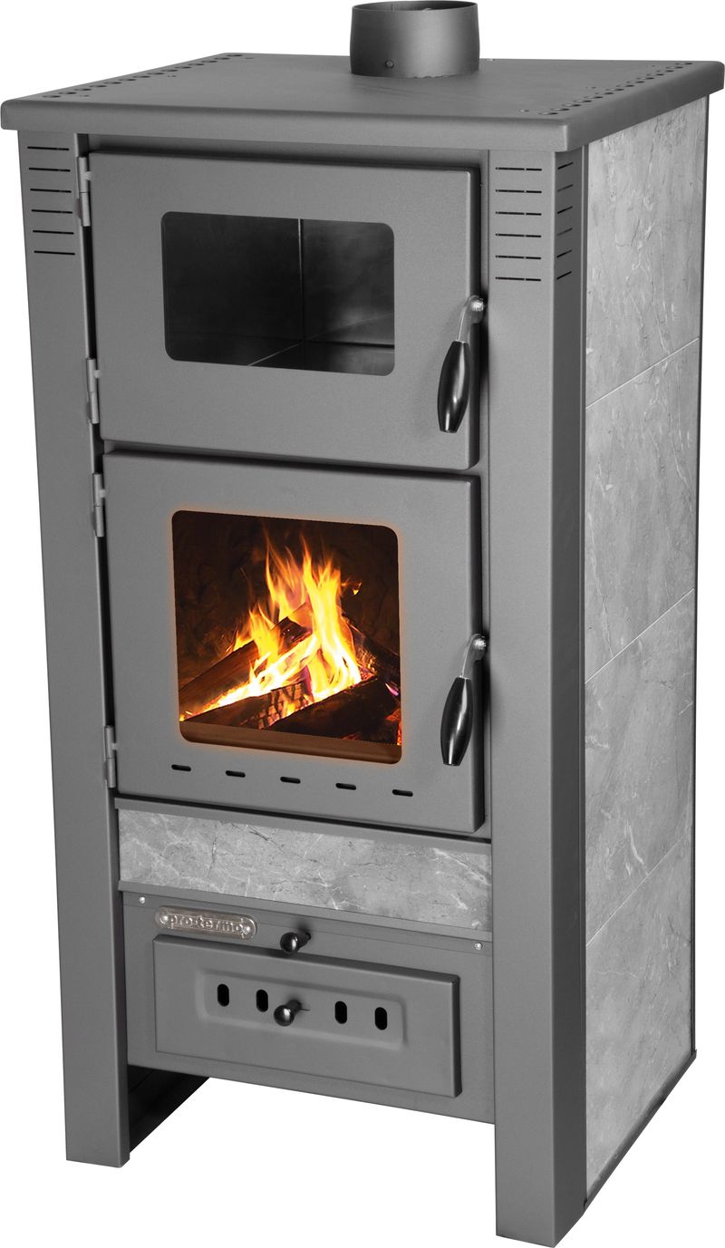 Krbová kamna Pro TAURUS Ceramic, šedá, 12 kW, 120 mm, s pečící troubou
