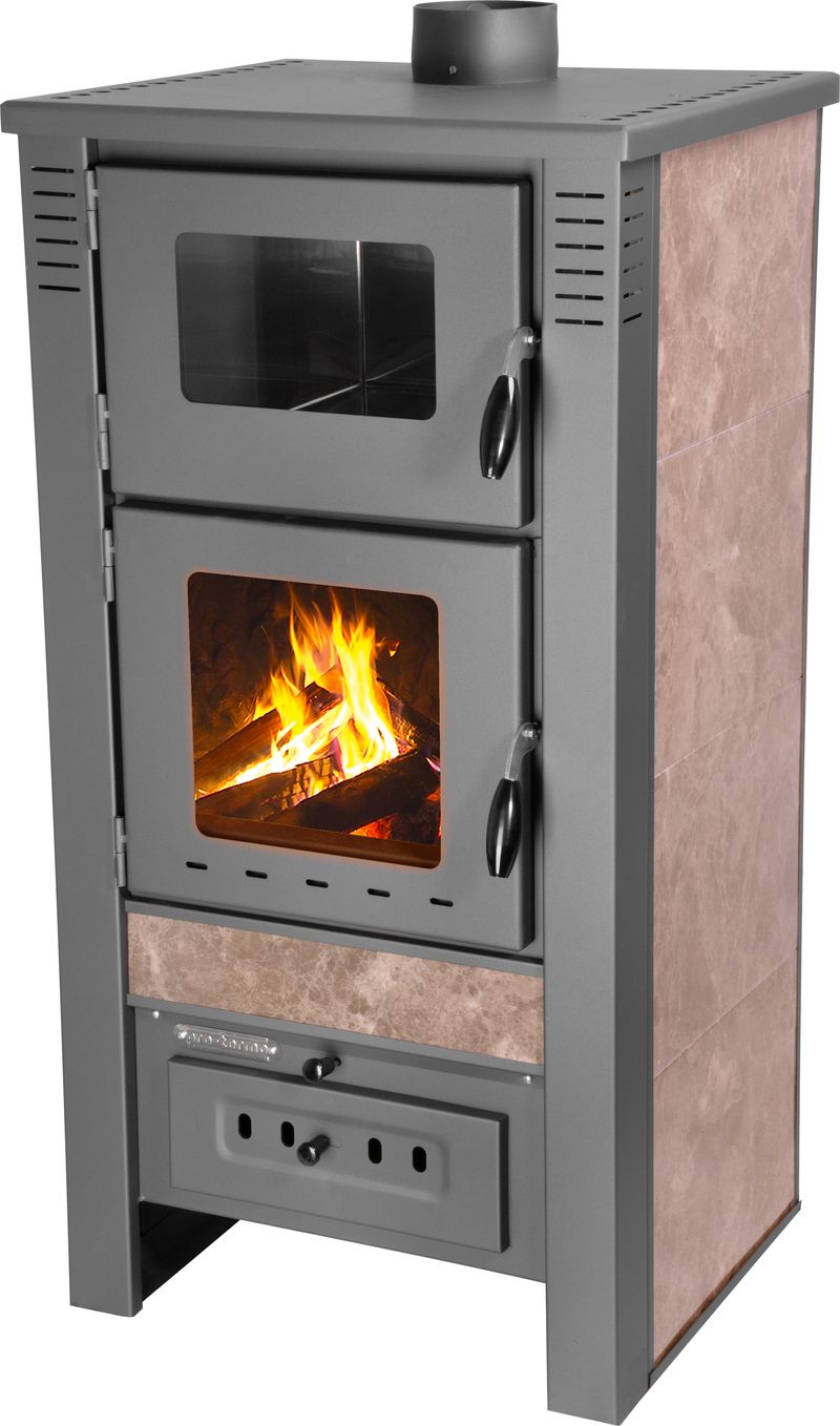 Krbová kamna Pro TAURUS Ceramic, mocca, 12 kW, 120 mm, s pečící troubou