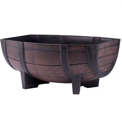 Květináč Woodeff barel 41x29x19 cm 256804, palisandr, efekt dřeva