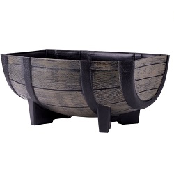 Květináč Woodeff barel 41x29x19 cm 256801, patina bronzová, efekt dřeva