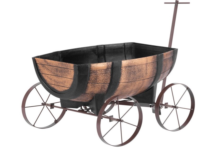 Květináč Woodeff whiskey barel wagoon 41,5x29x19 cm, efekt dřeva